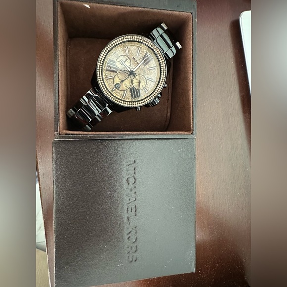 Michael Kors Black and Gold Chronograph Watch - Picture 1 of 3